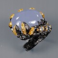 Artystyczny pierścionek chalcedon topazy r 18 925