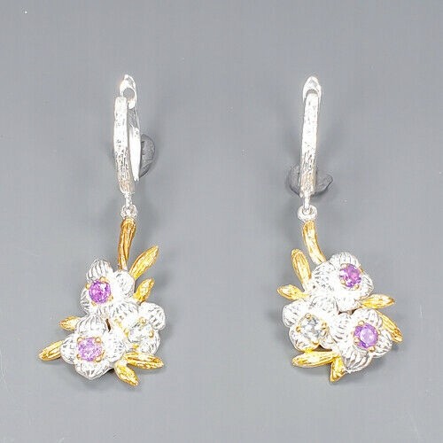 Artistic natural amethyst topaz earrings 3