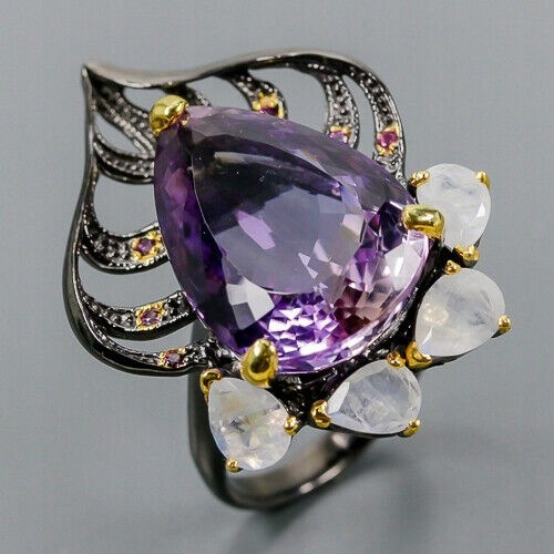 Artystyczny pierścionek ametyst 23x16mm 20.5  32ct