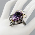 Artystyczny pierścionek ametyst 23x16mm 20.5  32ct