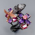 Artistic ring bird amethyst garnets  size 14