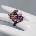 Artistic ring bird amethyst garnets  size 14