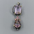 Artistic pendant 21ct ametrine  tourmaline  silver