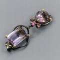Artistic pendant 21ct ametrine  tourmaline  silver