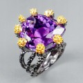 Artystyczny pierścionek 20ct naturalny ametyst r17