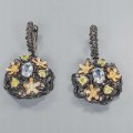 Artistic earrings natural peridot topaz blue 3