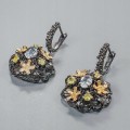 Artistic earrings natural peridot topaz blue 3