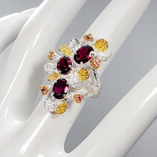 Artystyczny pierścionek granaty turmaliny r 14 925