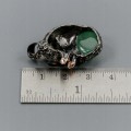 Artystyczny wisiorek chryzopraz diopsydy miś 925