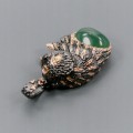 Artystyczny wisiorek chryzopraz diopsydy miś 925