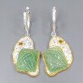 Artistic aventurine tourmaline 925 earrings 3