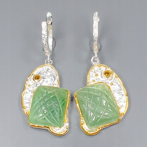 Artistic aventurine tourmaline 925 earrings 3