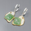 Artistic aventurine tourmaline 925 earrings 3