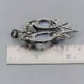 Artistic pendant chalcedony amethyst birds 925