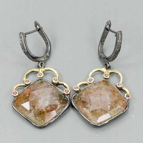 Artistic natural garnet sapphires earrings 1