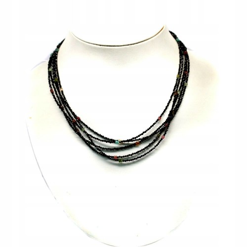Silver necklace 925 black spinels tourmaline