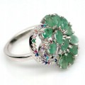 Ring  silver emeralds  cubic zirconia, size 11 925