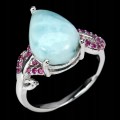 Pierścionek naturalny larimar cyrkonie 925 16.5 2