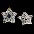 Silver stars amethysts tourmaline earrings 925 1