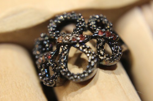 Pierścionek diamenty pomarańczowe naturalne r. 14