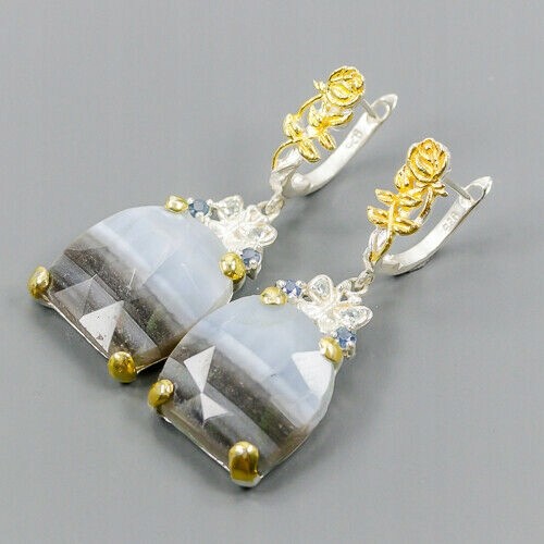 Artystyczne kolczyki niebieskie opal szafir topaz4