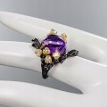 Artystyczny pierścionek naturalny ametyst topaz 14