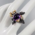 Artystyczny pierścionek naturalny ametyst topaz 14