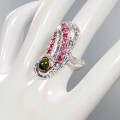 Artystyczny pierścionek opal czarny r 16 granaty