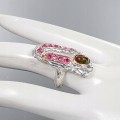 Artystyczny pierścionek opal czarny r 16 granaty