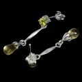 Natural silver olivine lemon quartz earrings 1