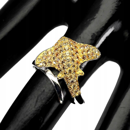 Silver ring Sapphires Songea size 13 stingray