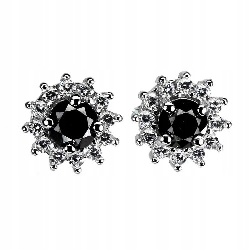 Natural black diamond earrings 0.65ct silver 1