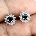 Natural black diamond earrings 0.65ct silver 1