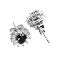 Natural black diamond earrings 0.65ct silver 1