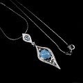 Naszyjnik srebrny naturalny akwamaryn topaz sky 2