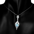 Naszyjnik srebrny naturalny akwamaryn topaz sky 2