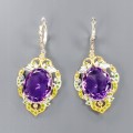Artystyczne kolczyki ametysty 30.50ct certyfikat