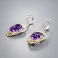 Artystyczne kolczyki ametysty 30.50ct certyfikat