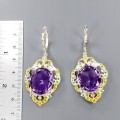 Artystyczne kolczyki ametysty 30.50ct certyfikat