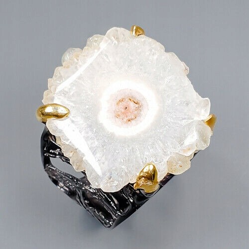 Artystyczny pierścionek druzy kwarc srebro 925 r18