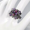 Artystyczny pierścionek ametysty granaty r 18 925