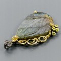 Artystyczny wisiorek 925 labradoryt 25ct diopsydy