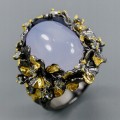 Artystyczny pierścionek chalcedon kwiaty r 18.5