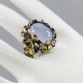 Artystyczny pierścionek chalcedon kwiaty r 18.5