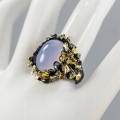 Artystyczny pierścionek chalcedon kwiaty r 18.5