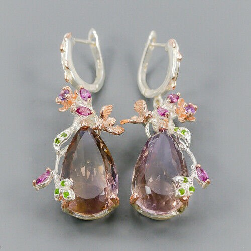 Artystyczne kolczyki 33.00ct ametryny certyfikat