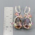 Artystyczne kolczyki 33.00ct ametryny certyfikat