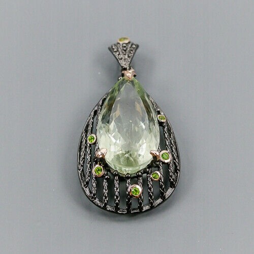 Artystyczny wisiorek diopsydy naturalny 21ct prasiolit