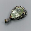 Artystyczny wisiorek diopsydy naturalny 21ct prasiolit
