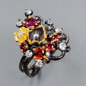 Artystyczny pierścionek granaty rodolit r 17 925